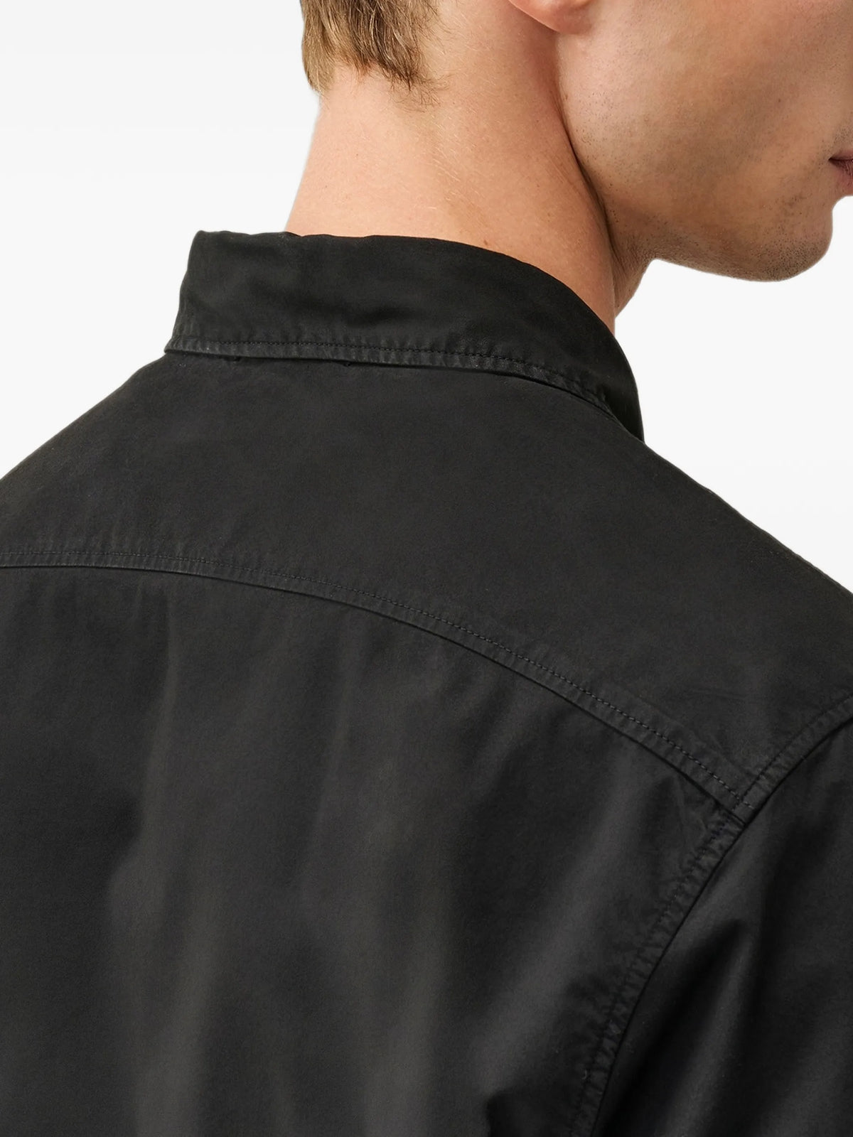 organic gabardine long-sleeve Lens hidden zip shirt