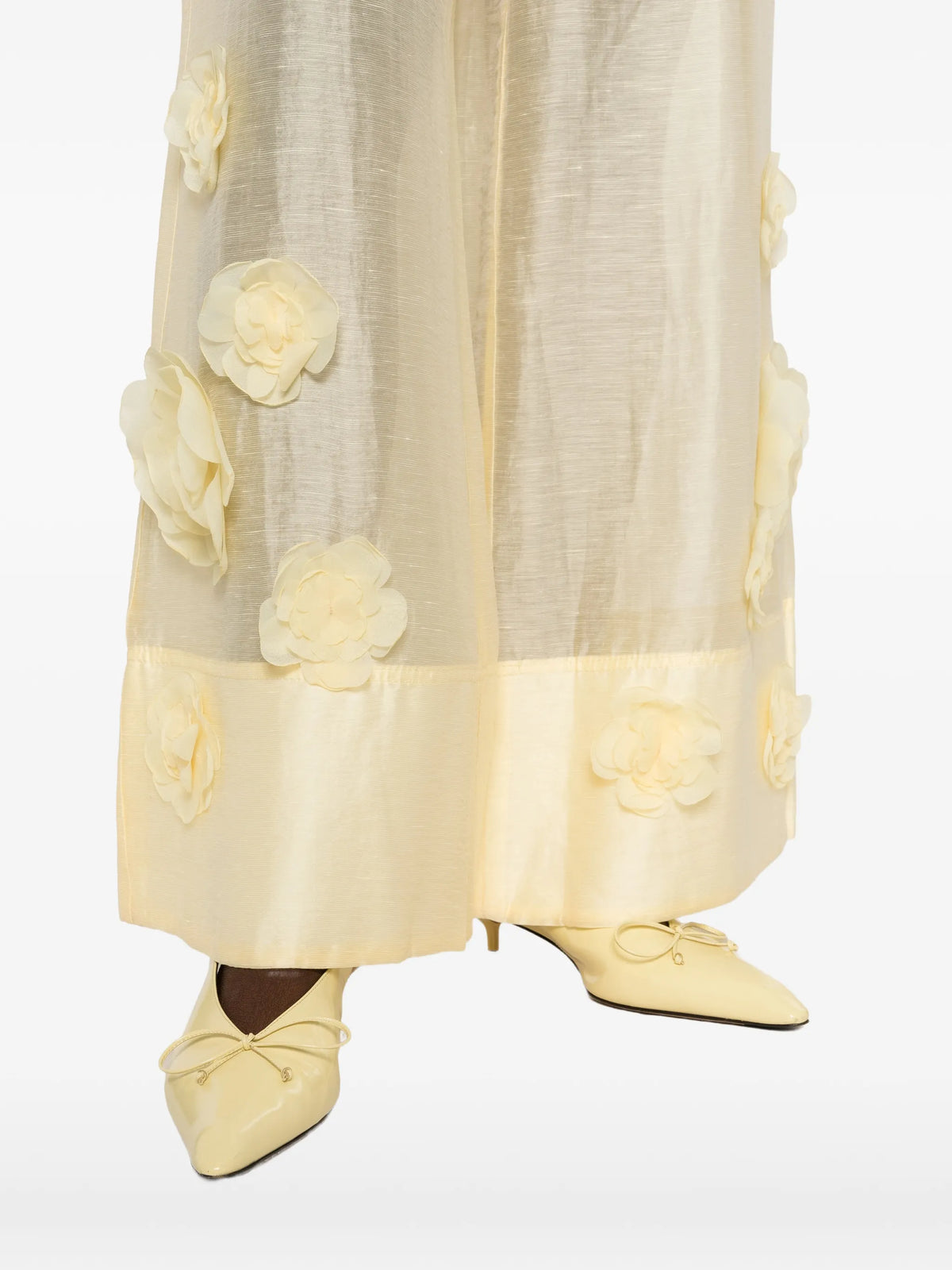 Cloudscape floral-appliqué palazzo pants