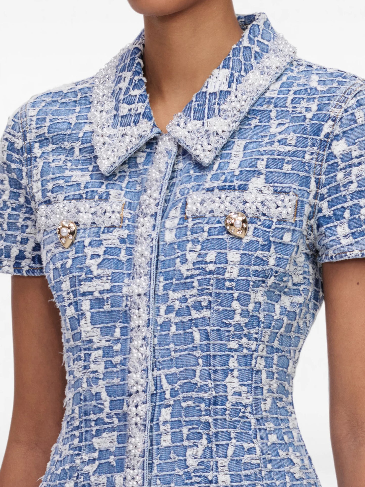 sequin-embellished collared mini dress