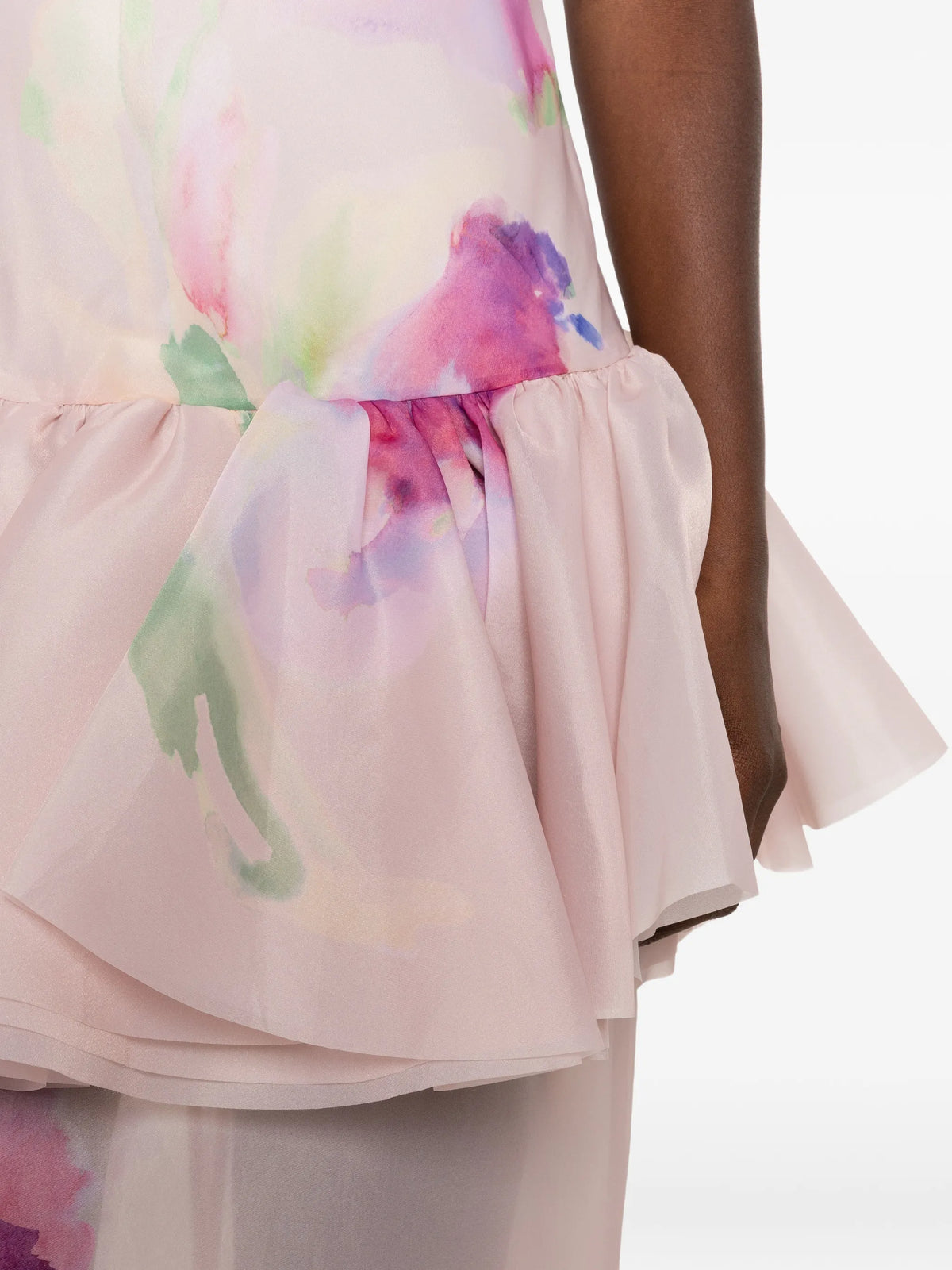 Arlina ruffled floral-print gown