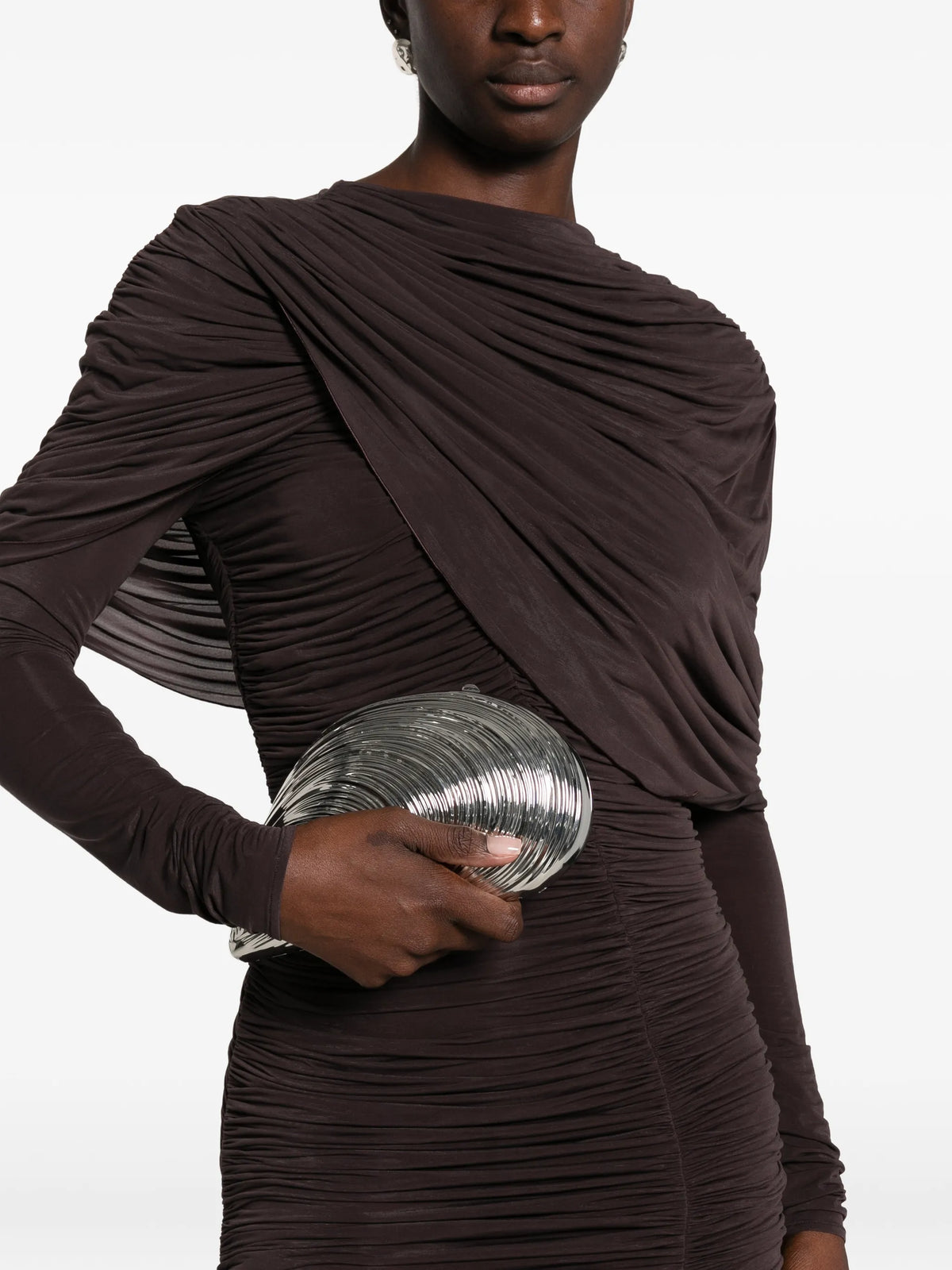 ruched draped-detail midi dress