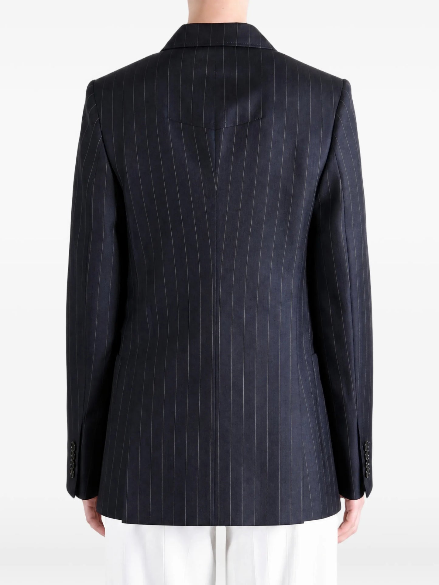double-breasted pinstripe blazer