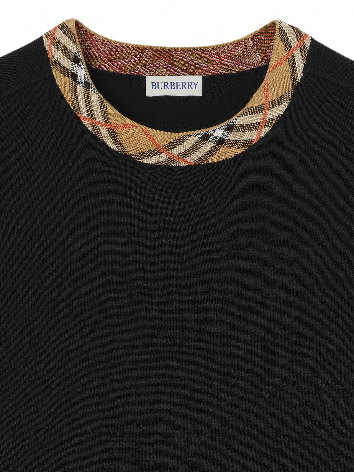Check-trim wool sweater