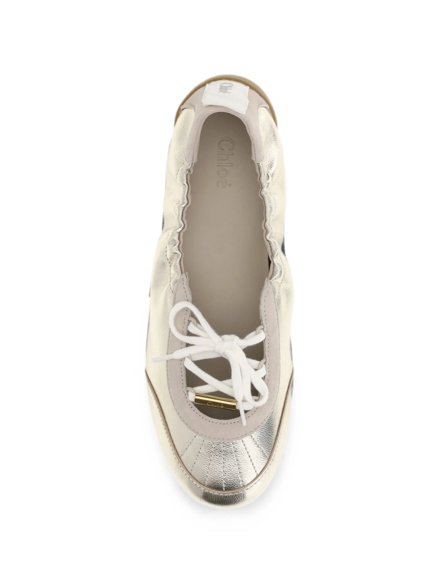 metallic lace-up ballet flats