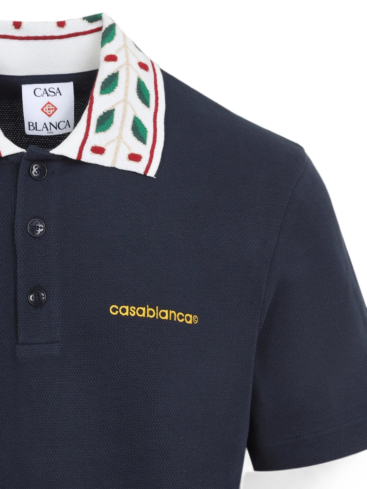 navy Laurel pique short sleeve polo shirt