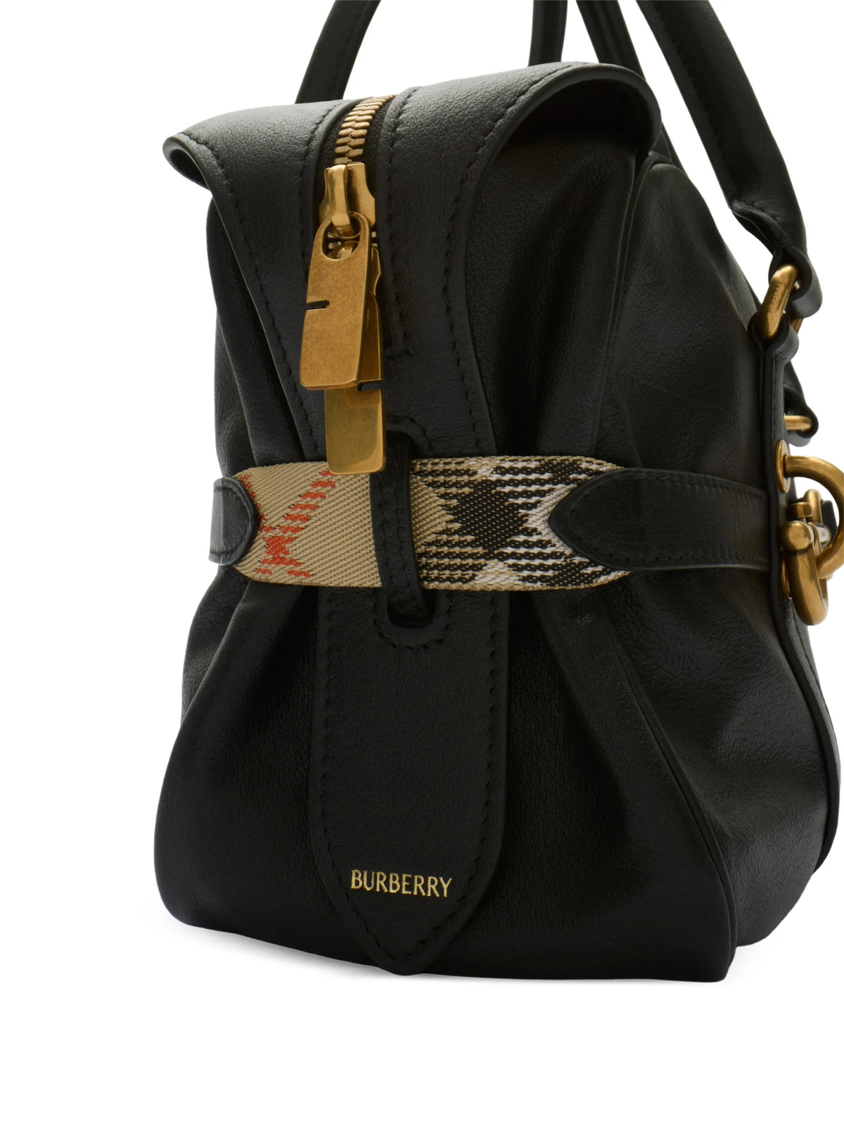 buckled leather shoulder bag