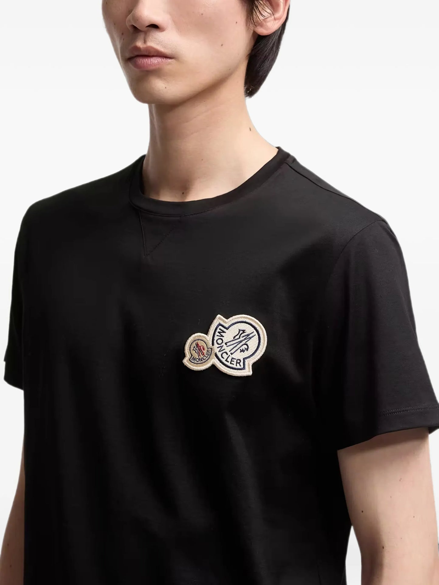double logo-patch cotton T-shirt