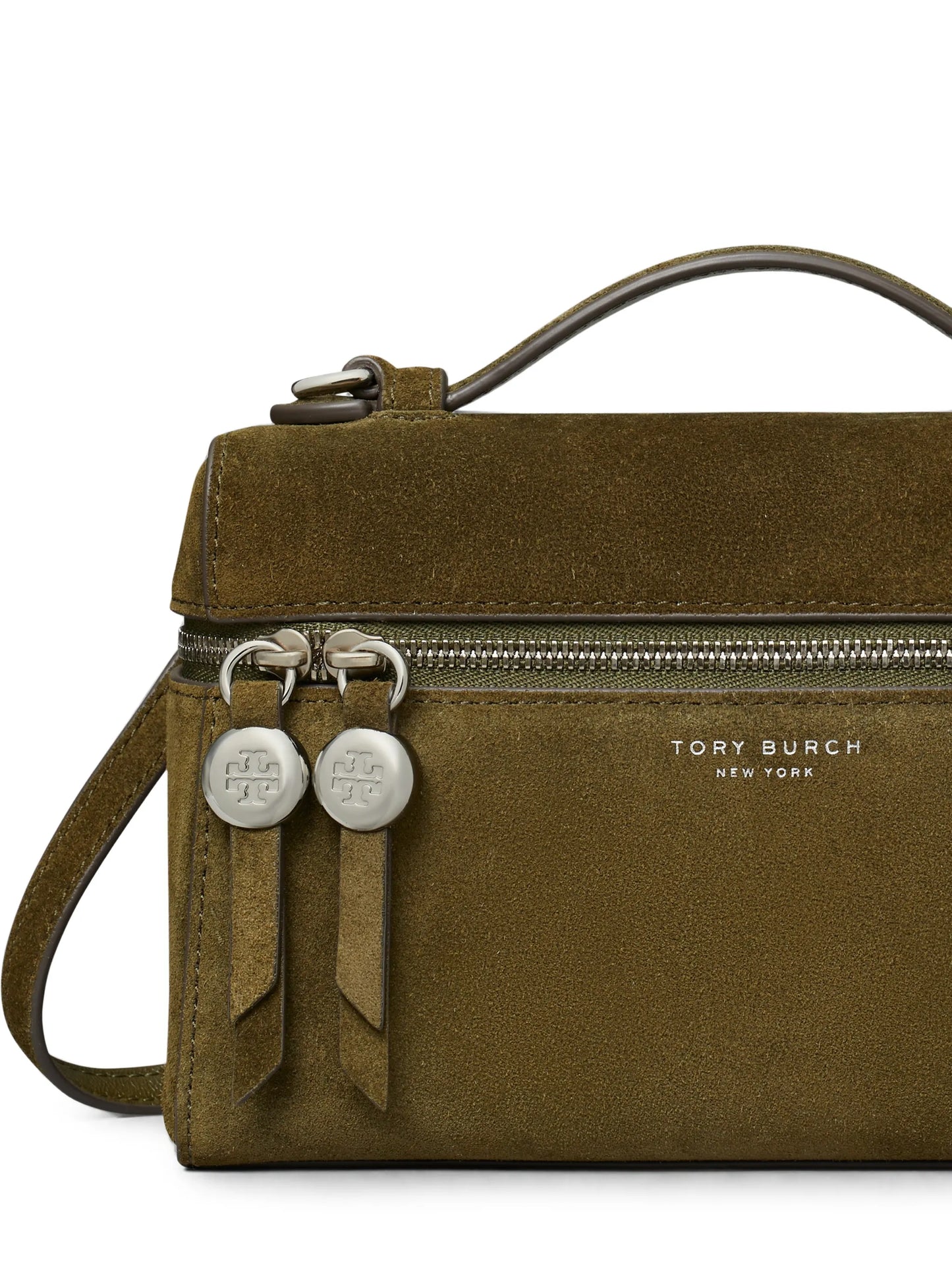 Romy suede slim top handle bag