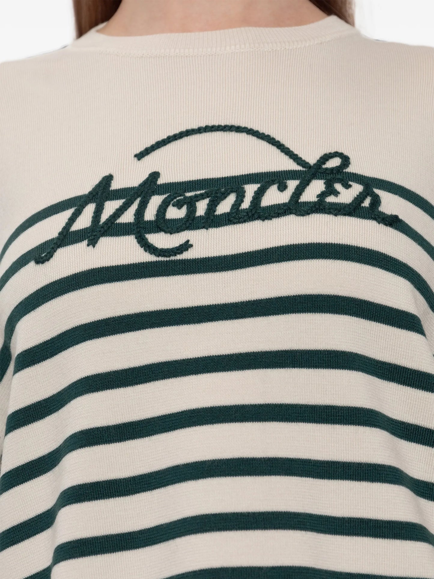 logo-embroidered striped sweater