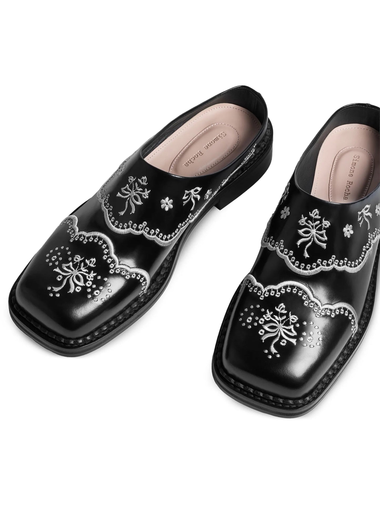 floral lace mules