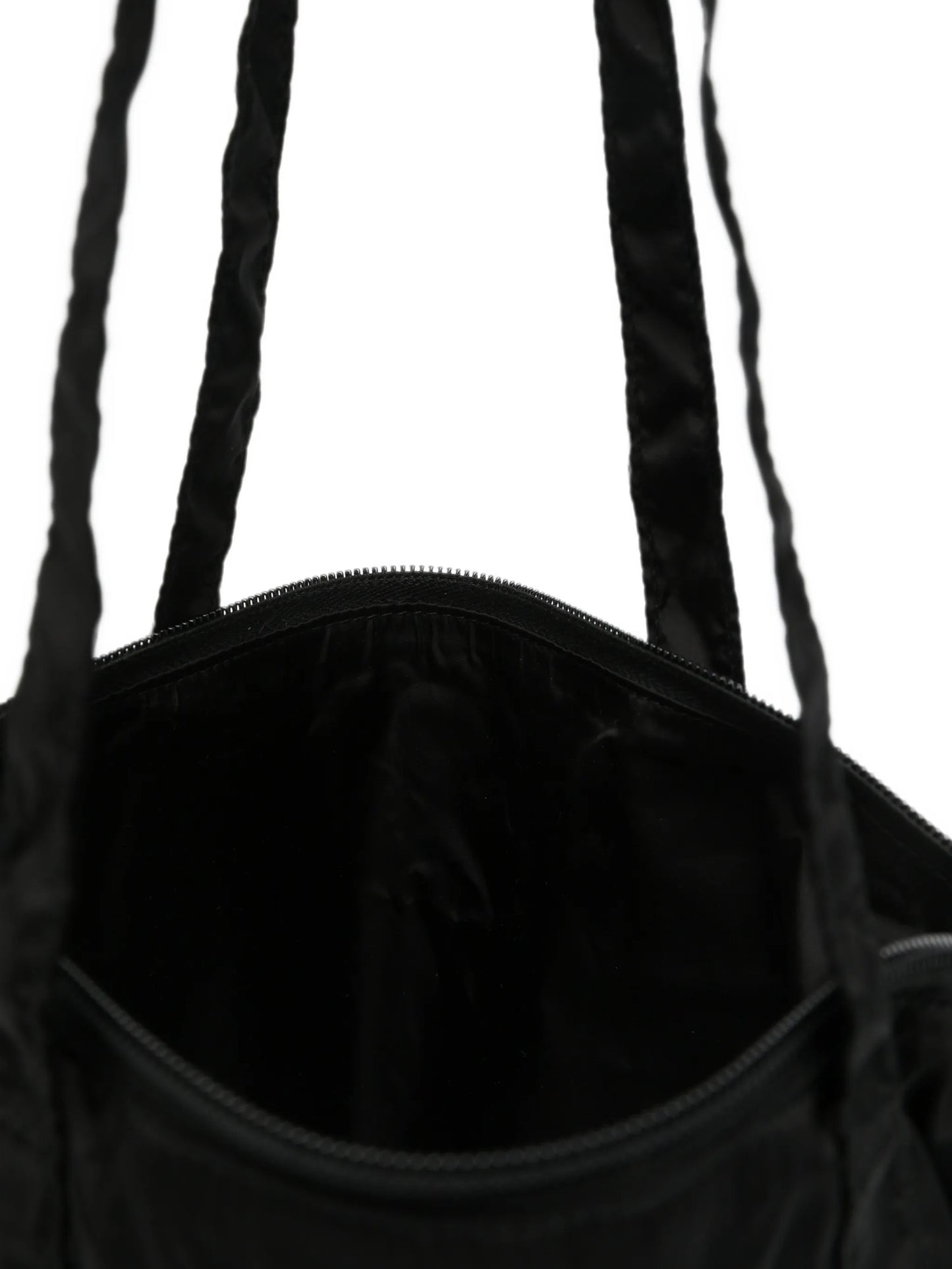 Saffiano leather pendant with Re-Nylon tote bag