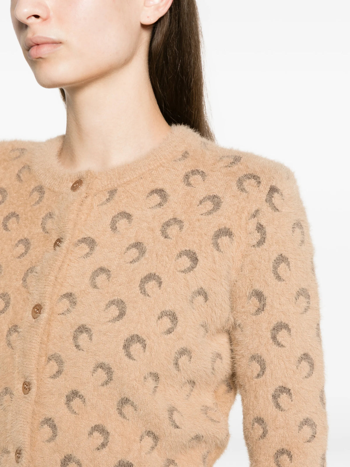 fluffy Moon jacquard knit long sleeves cardigan
