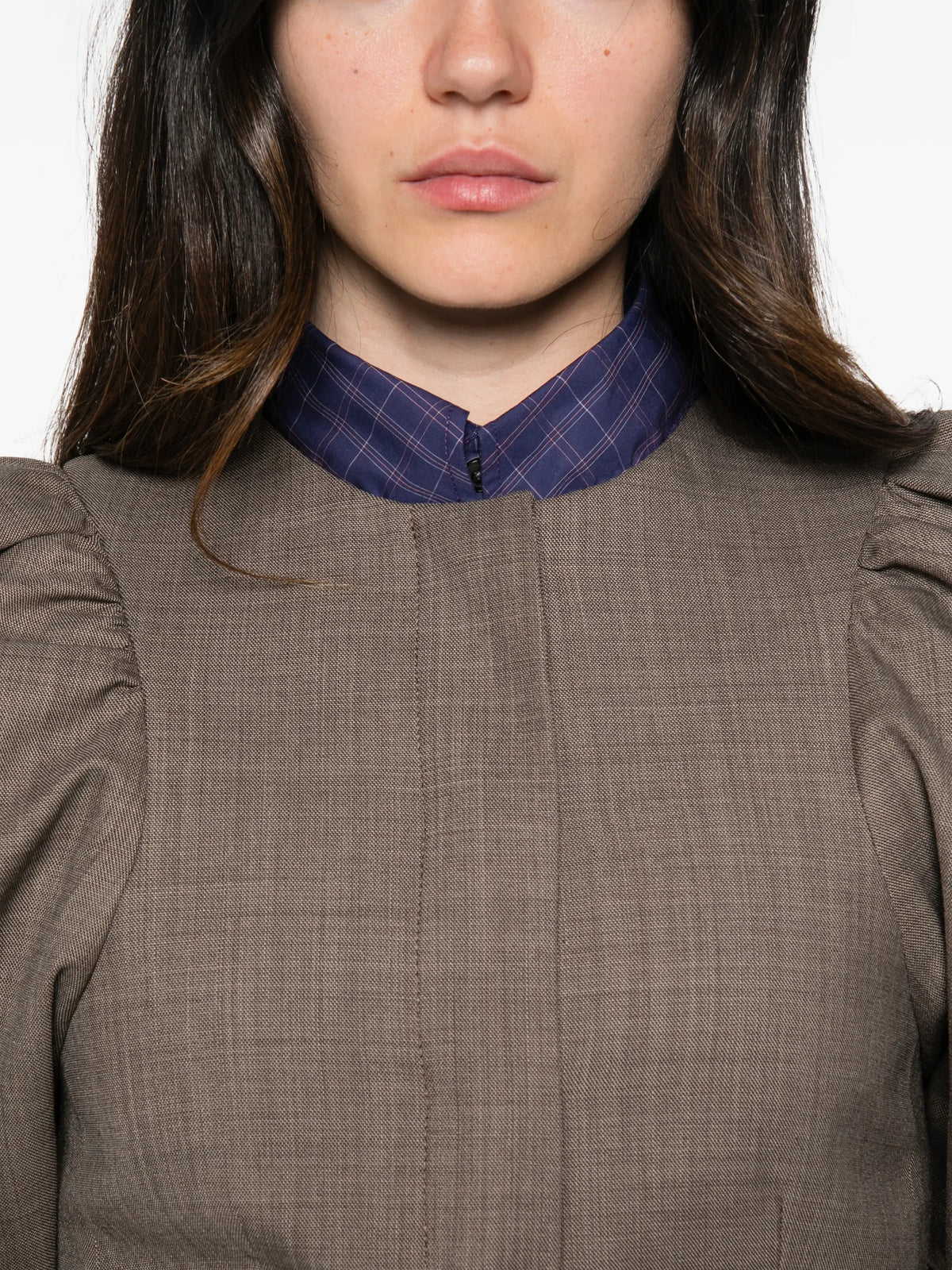 wool melange puffy-sleeve jacket