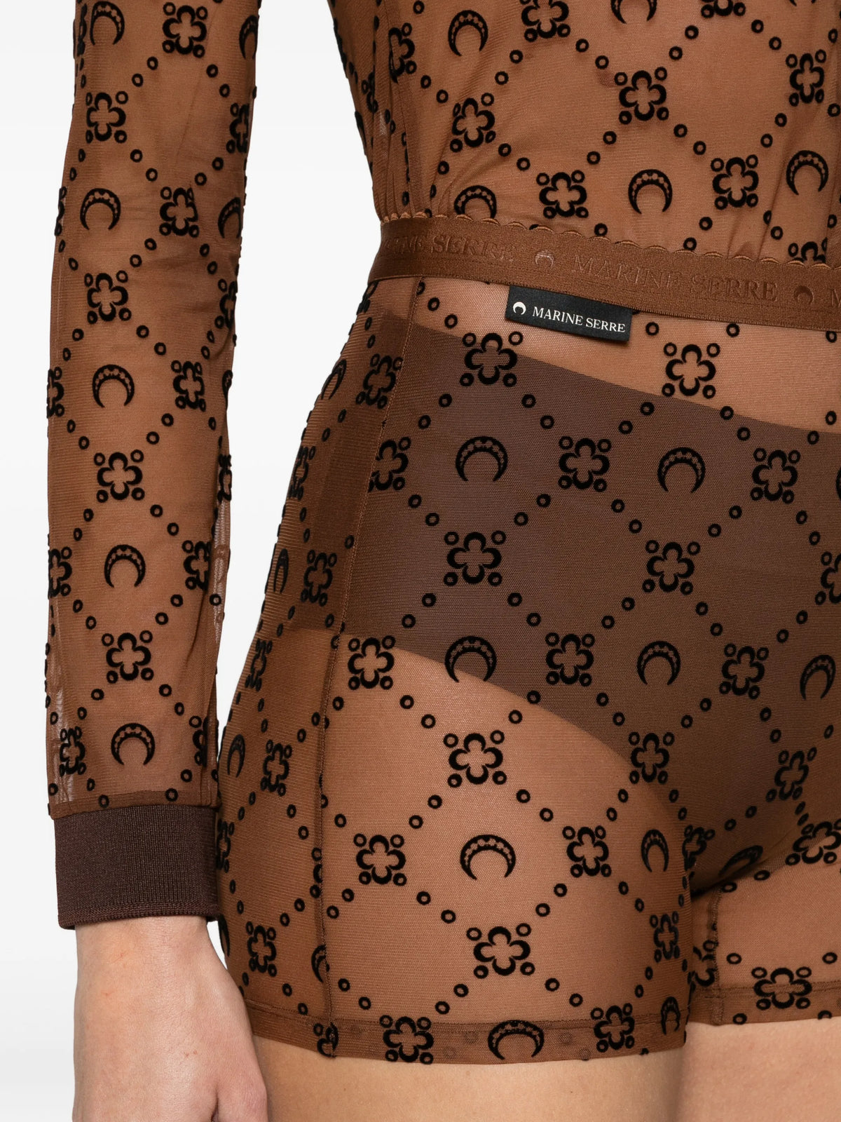 Moonogram mesh flock biker shorts