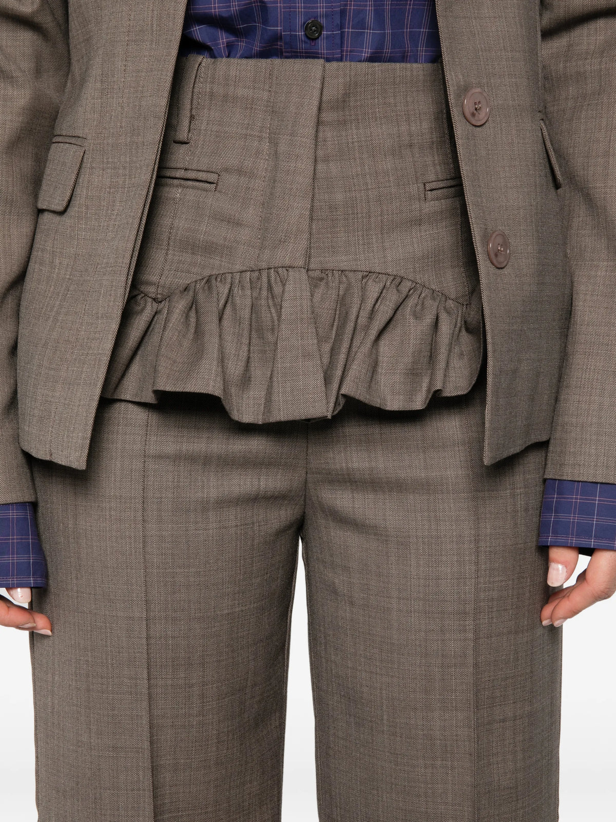 ruffled melange trousers
