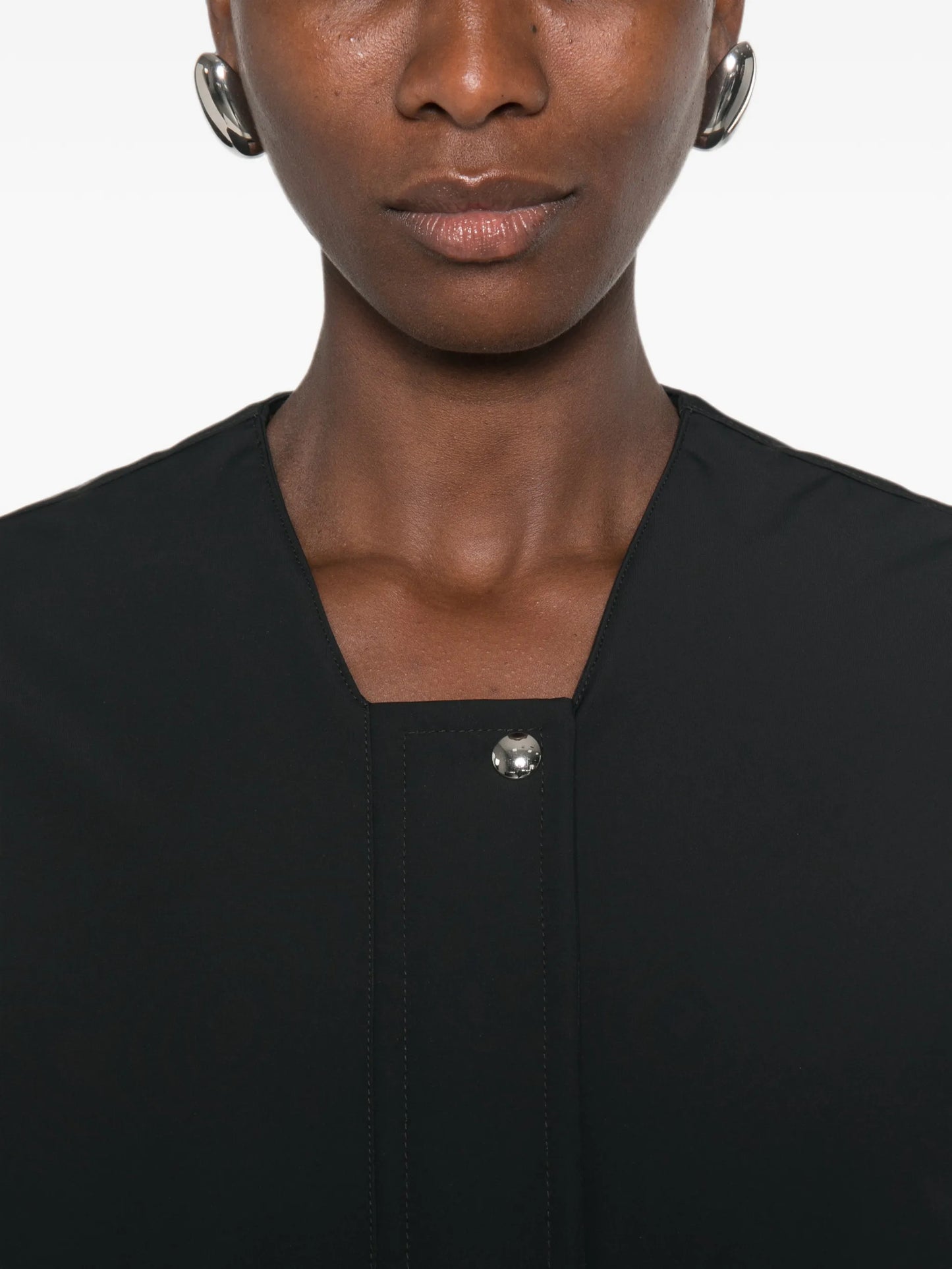 ribbed-trim collarless jacket