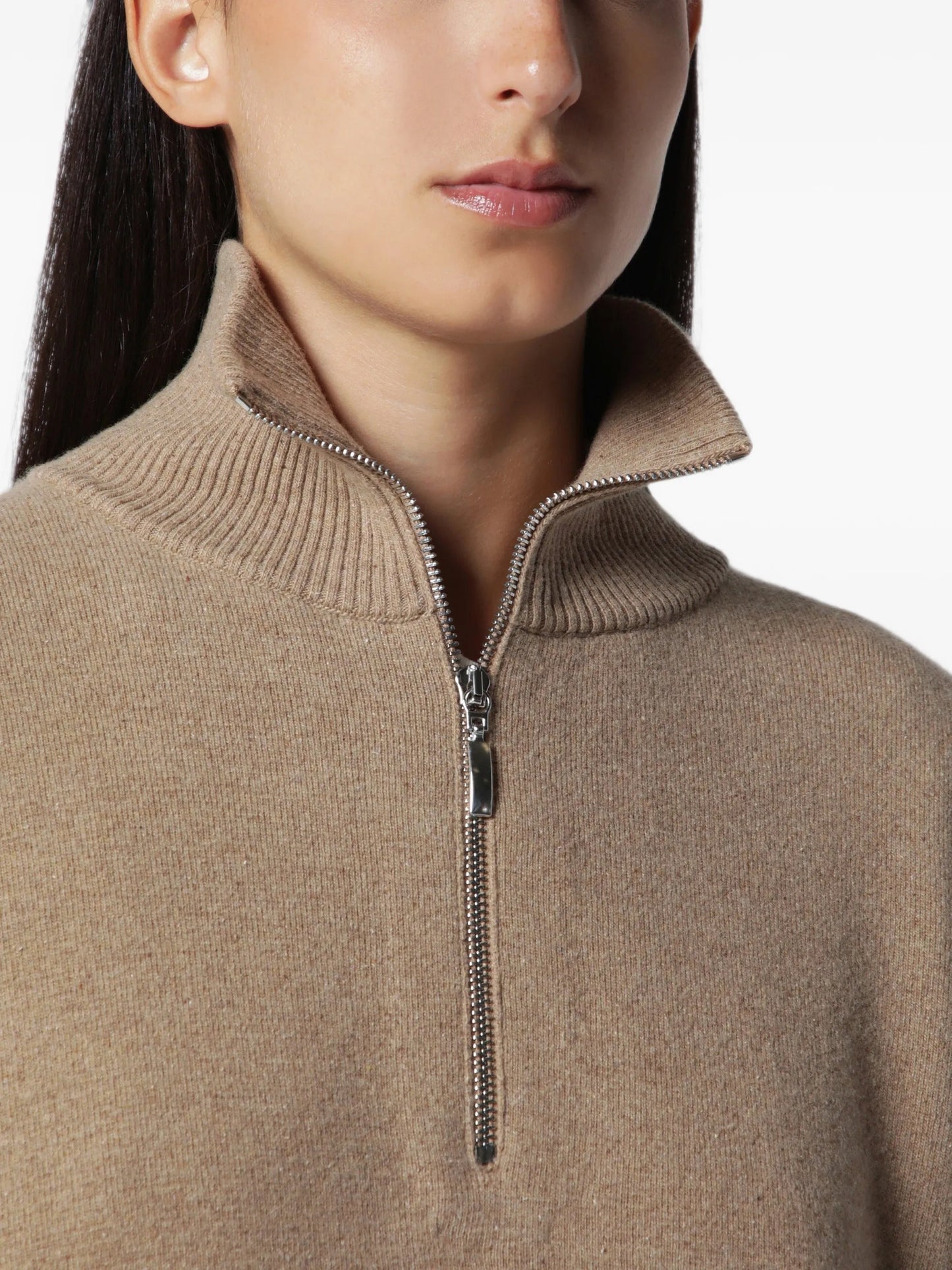 mouliné zip-fastening sweater