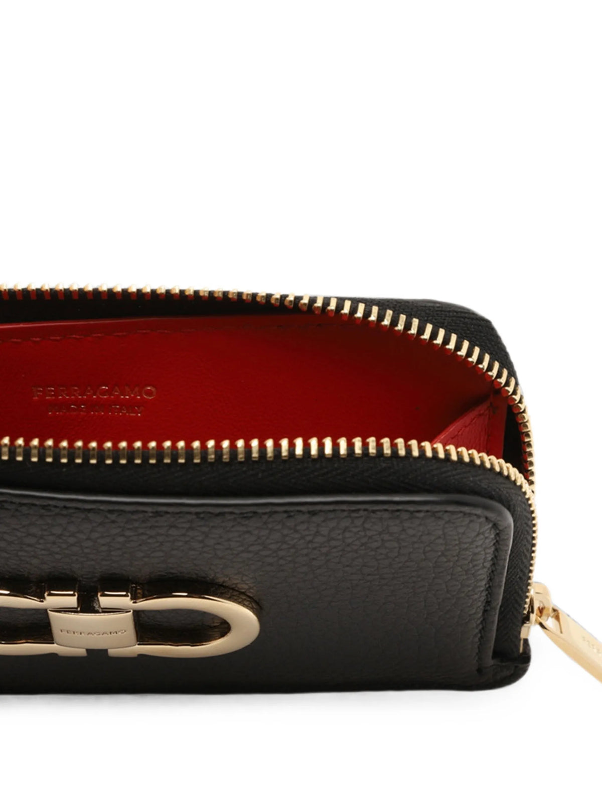Gancini pebbled-leather cardholder