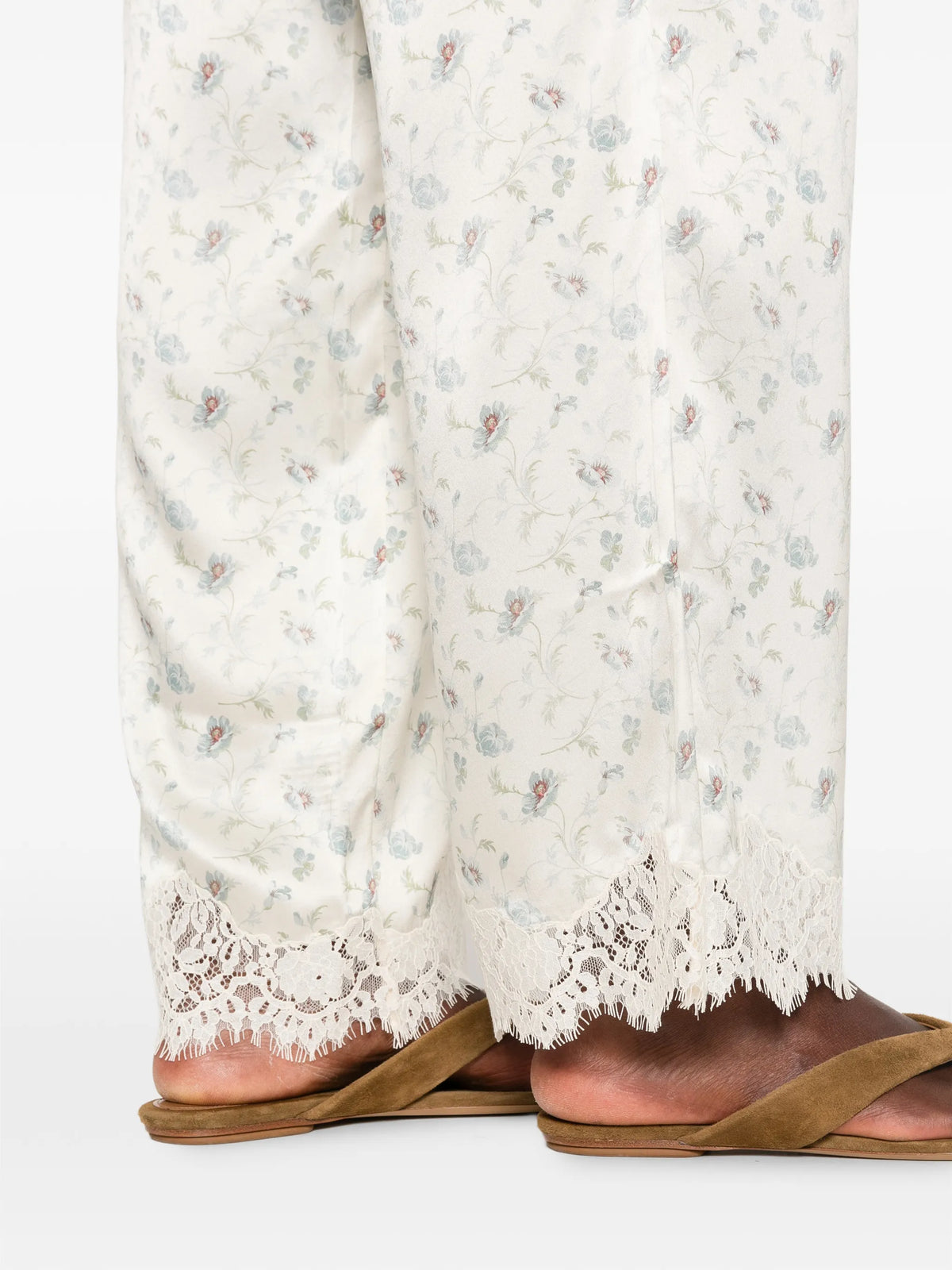 Felise floral-print lace-trim trousers