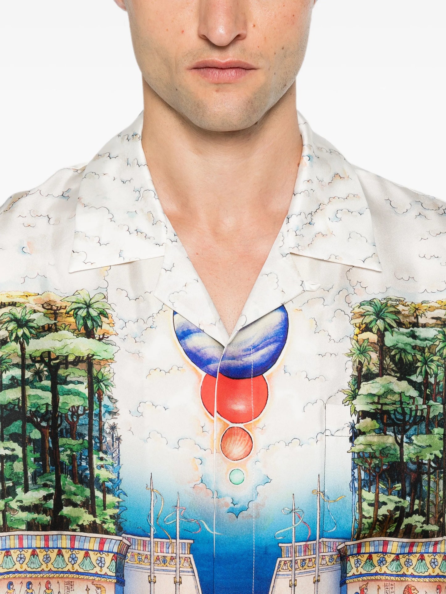 multicolour Trompe L'Oeil short sleeve silk shirt