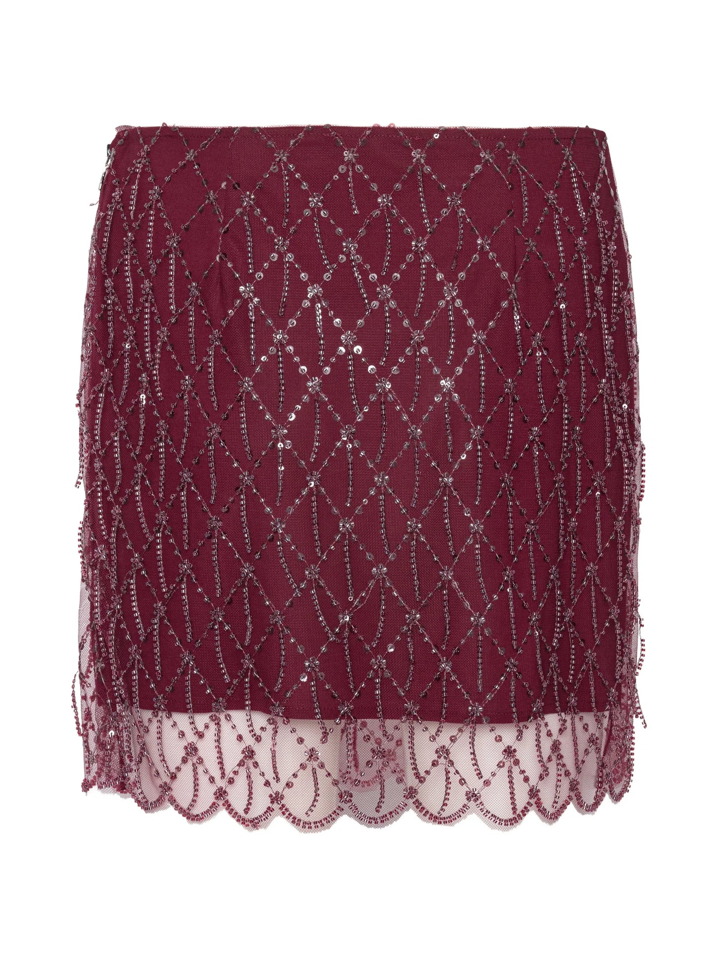 sequins mini skirt dark red