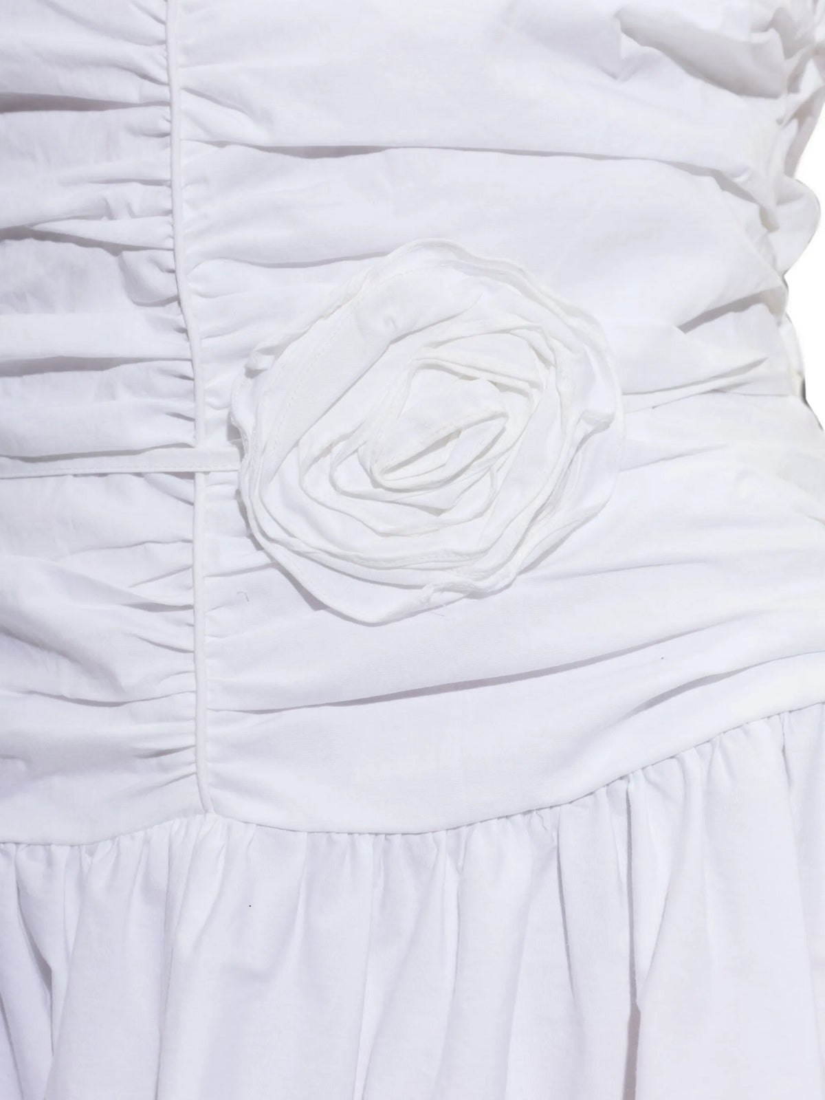 flower-detail ruched midi dress