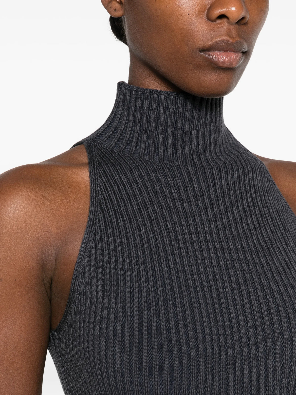 ribbed-knit halterneck top