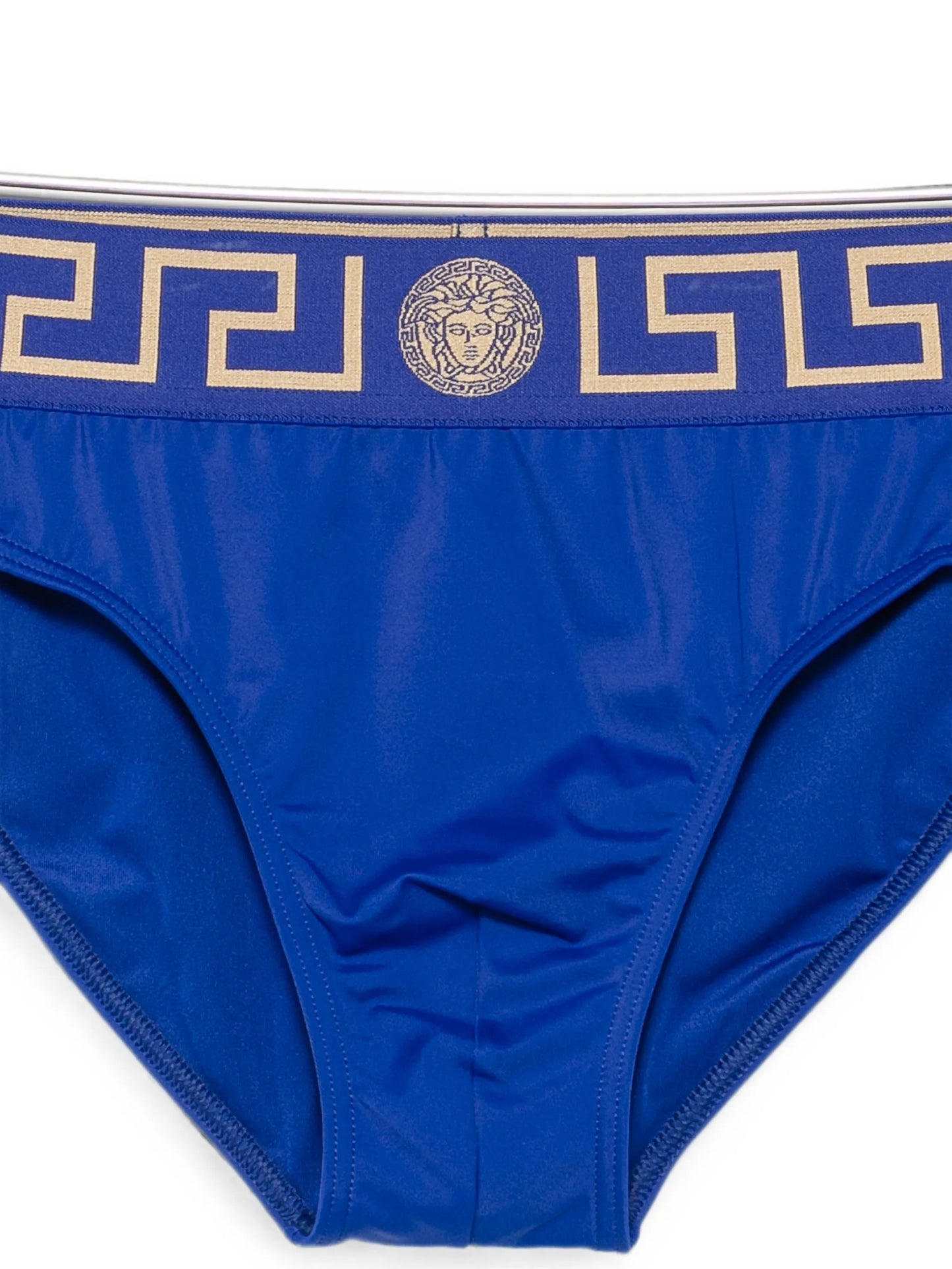 Greca-pattern Medusa-head swim trunks