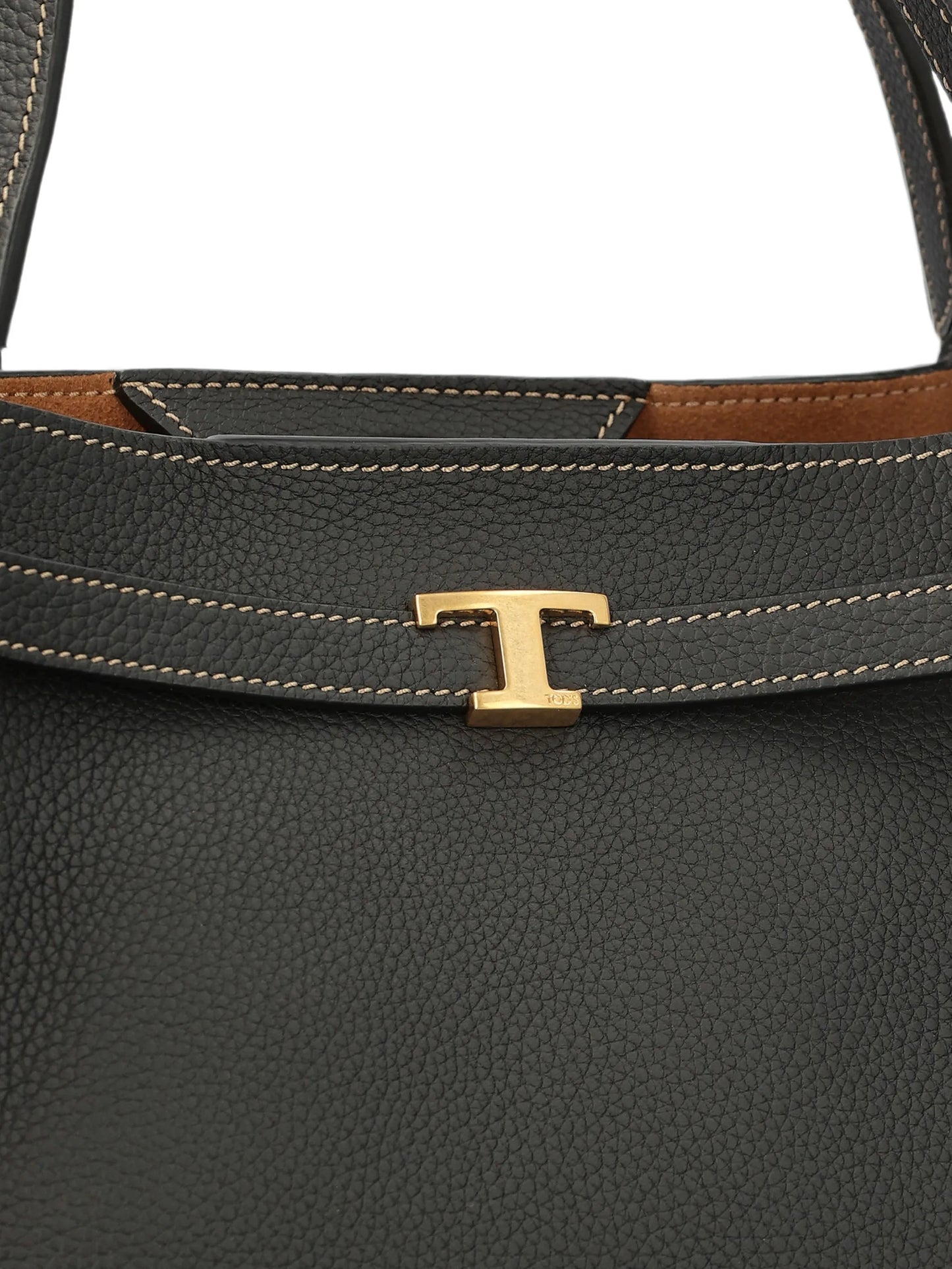 T Signature shopping bag in leather mini