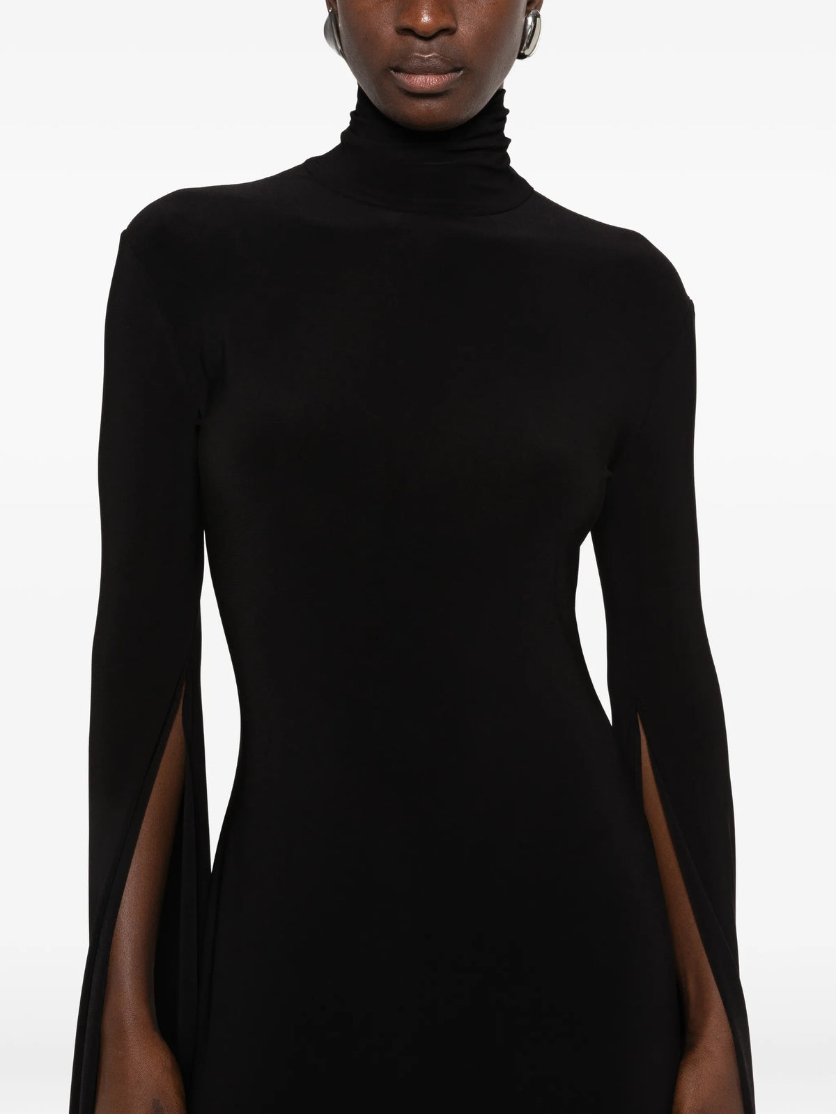 open-back ribbon-sleeve gown