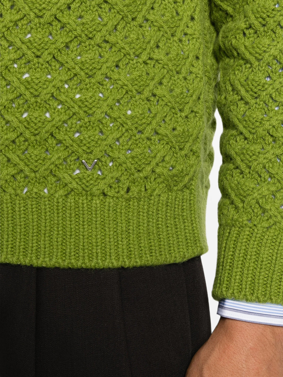 V-detail cable-knit sweater