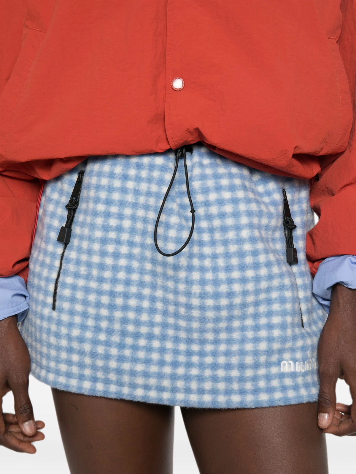 Vichy fleece miniskirt