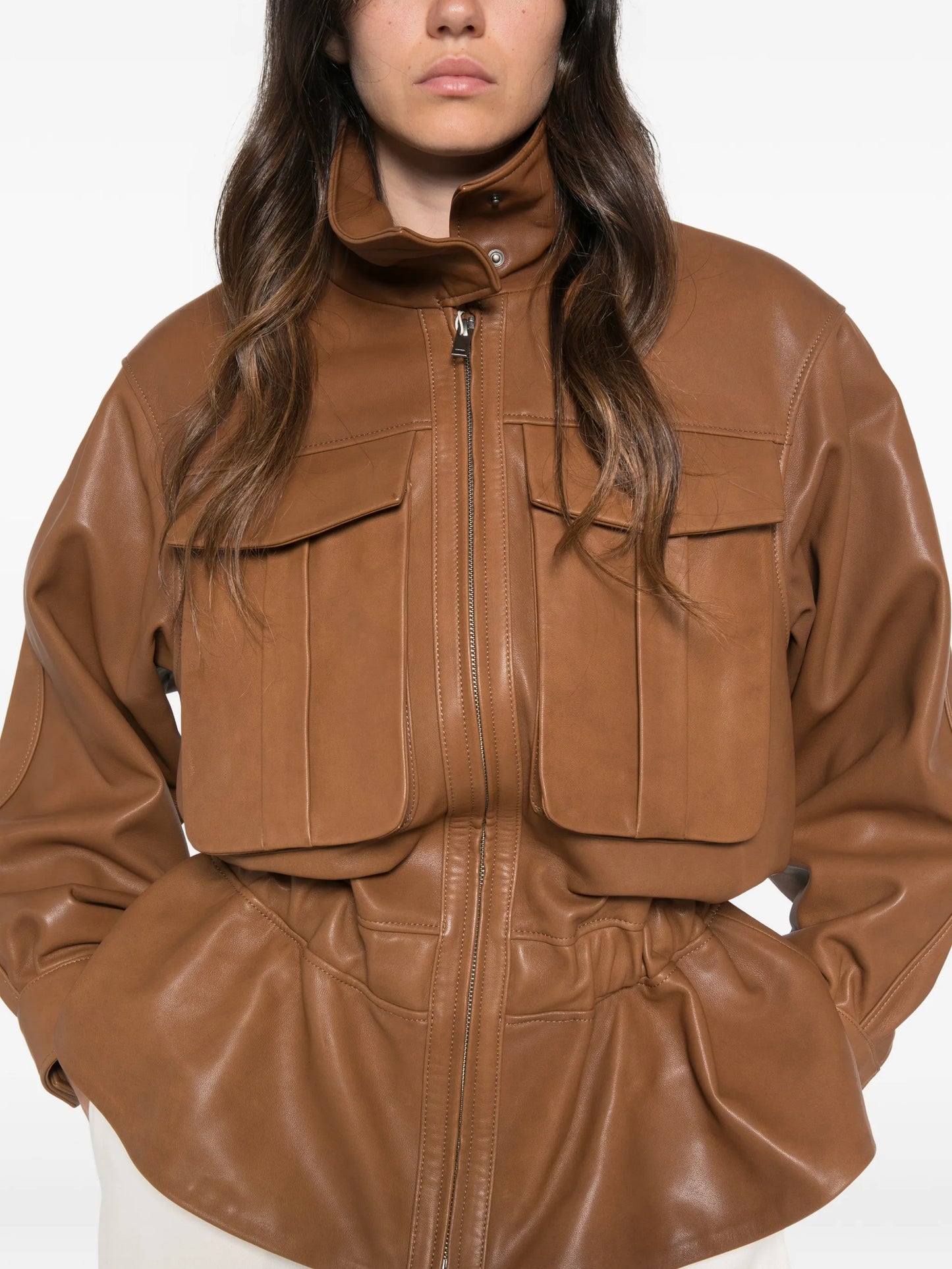 Hope high-neck leather jacket