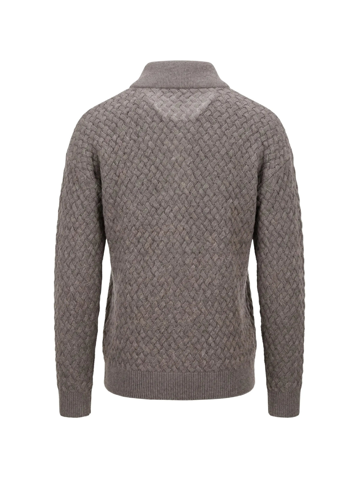 basket-weave wool polo shirt