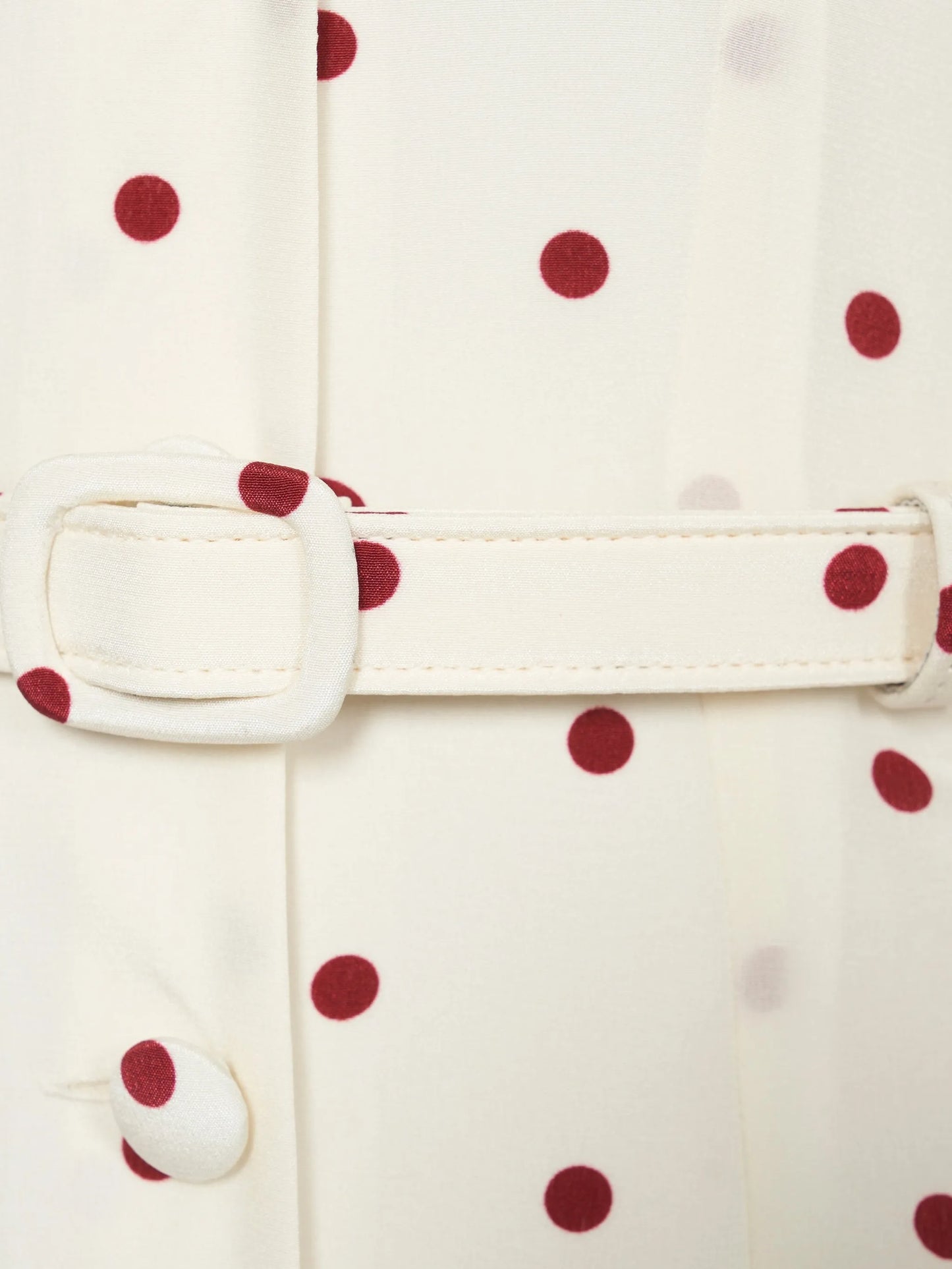 polka-dot silk midi dress with V-neckline