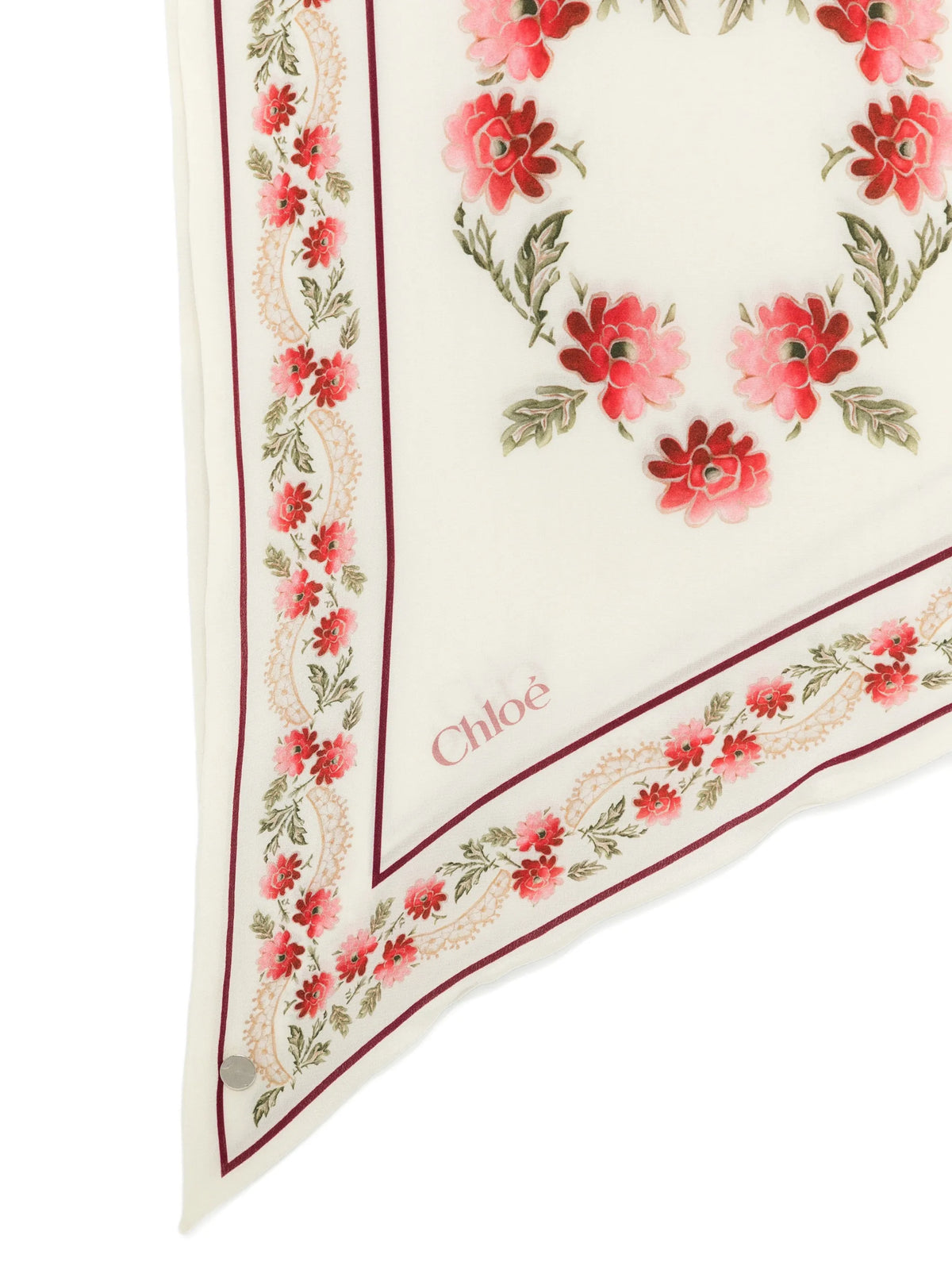 Folk bandeau scarf in silk crêpe