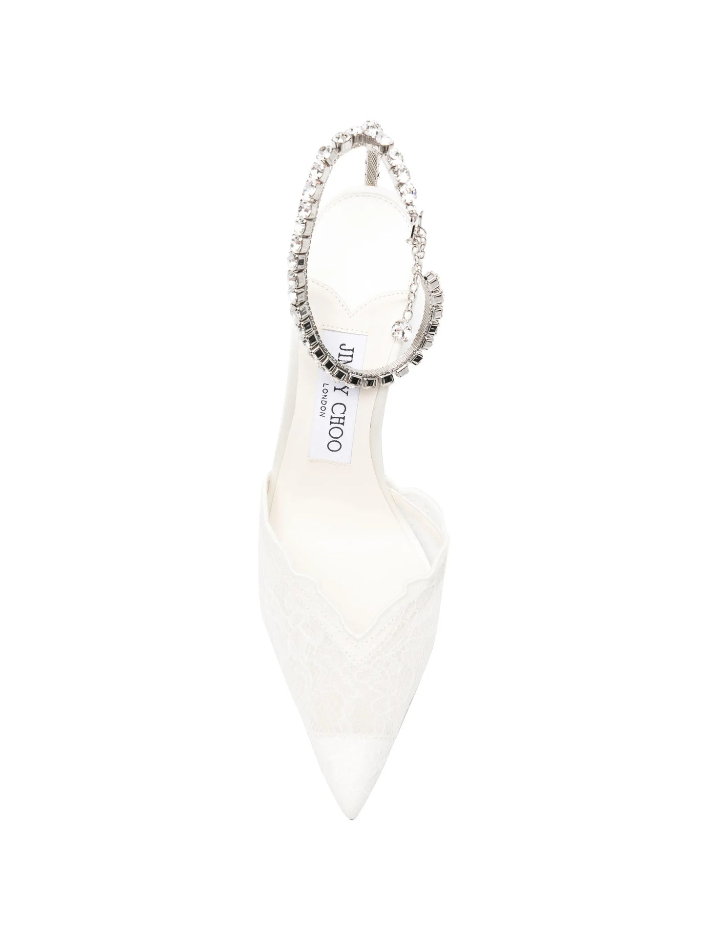 Saeda crystal-embellished lace pumps