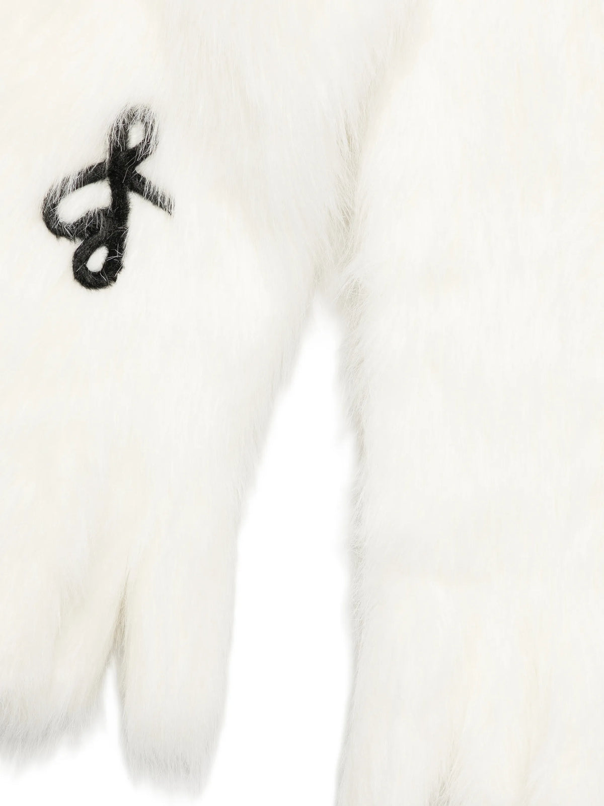 logo-embroidered faux-fur scarf