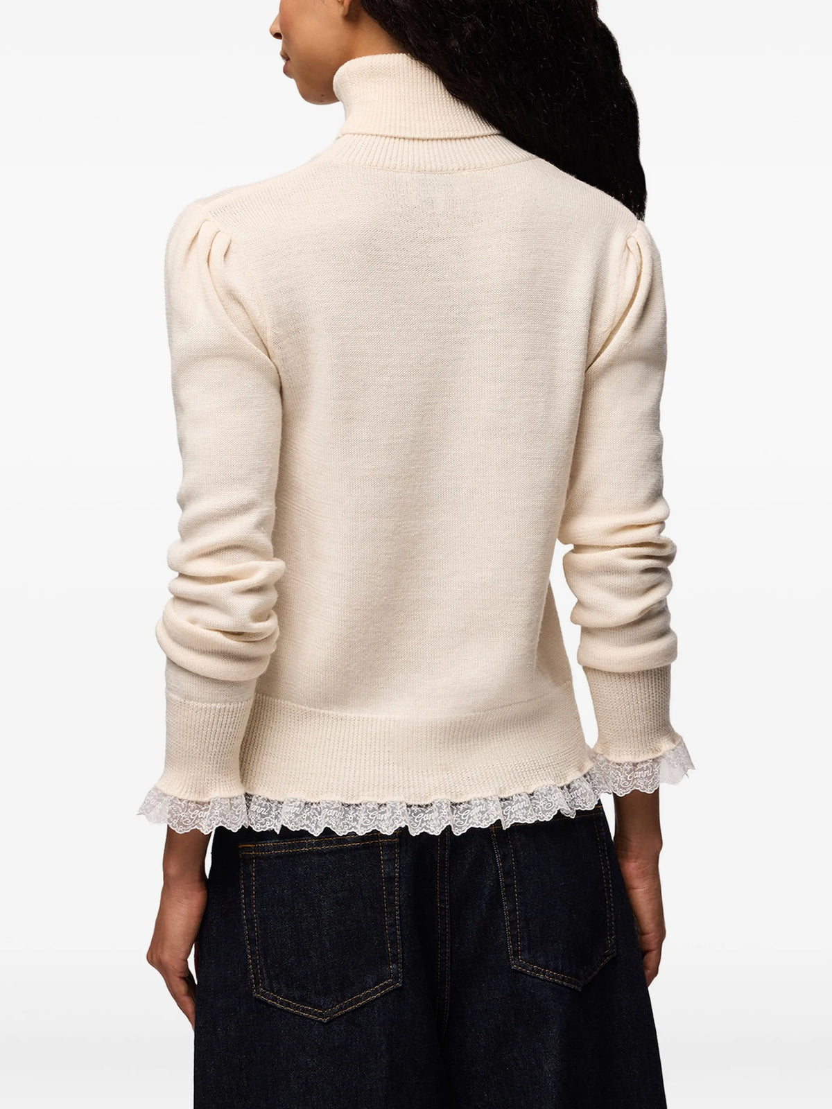 turtleneck in lace merino