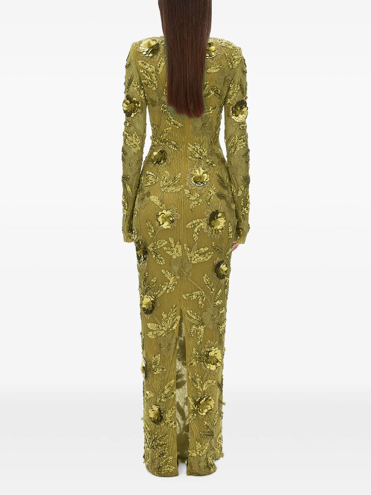 Pierre floral-embellished maxi dress