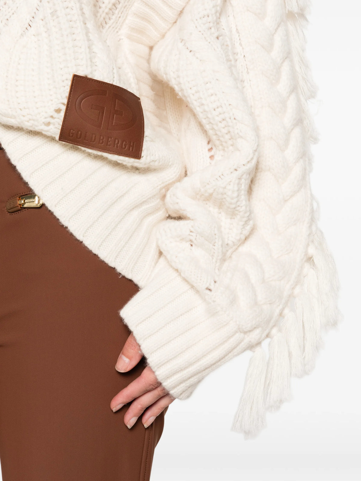 Brit fringed-detail cable-knit sweater