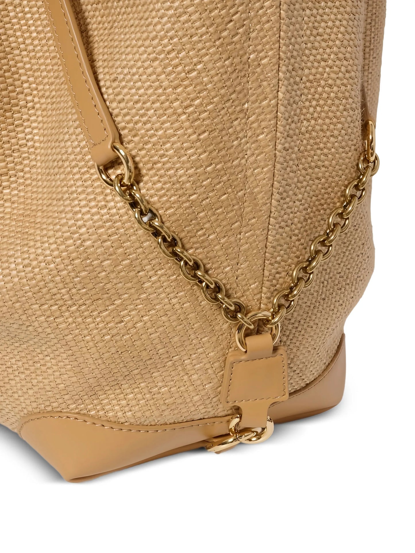 large Clover double carry bag in raffia-effect fibers