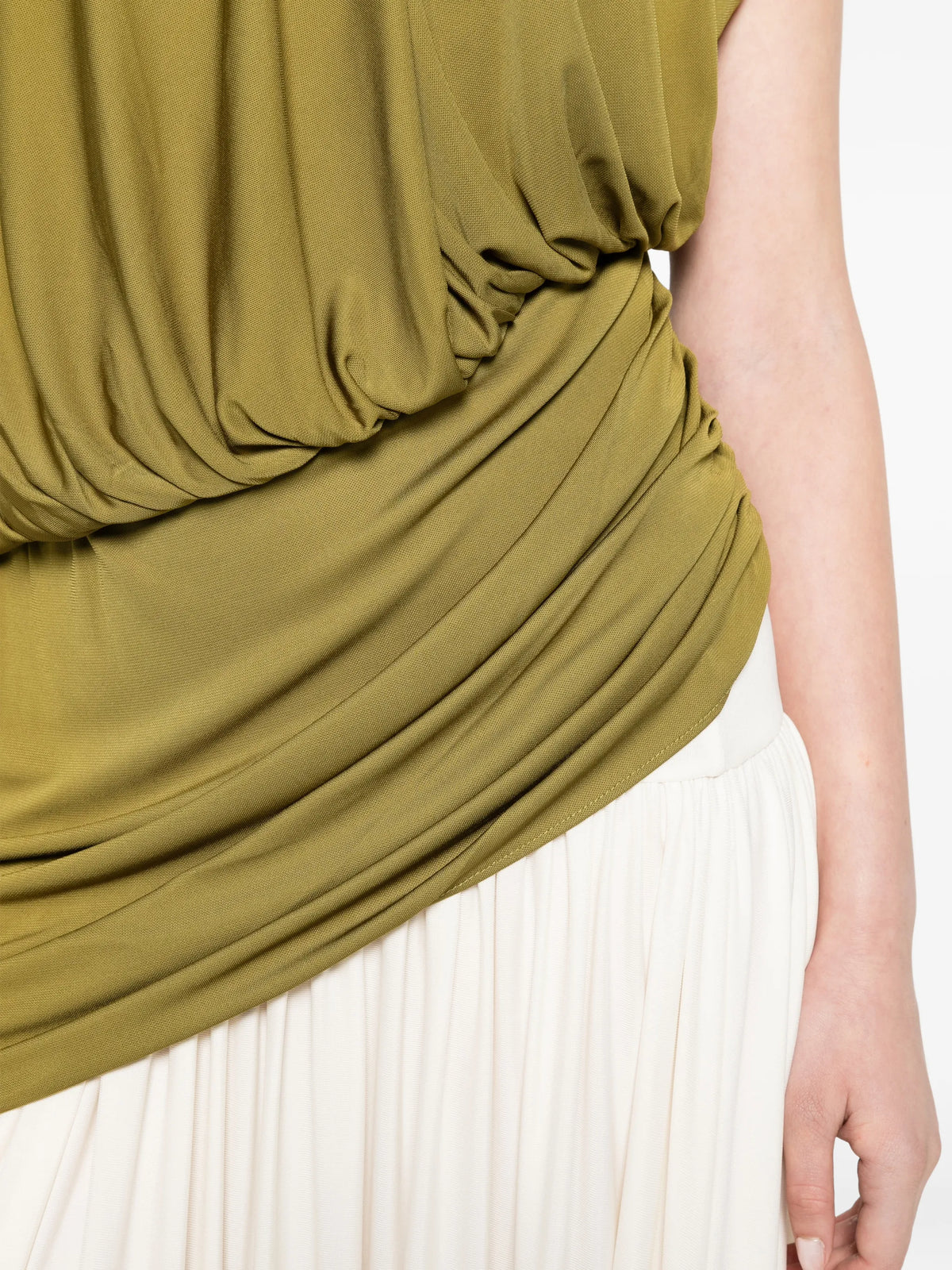 layered drape top in green