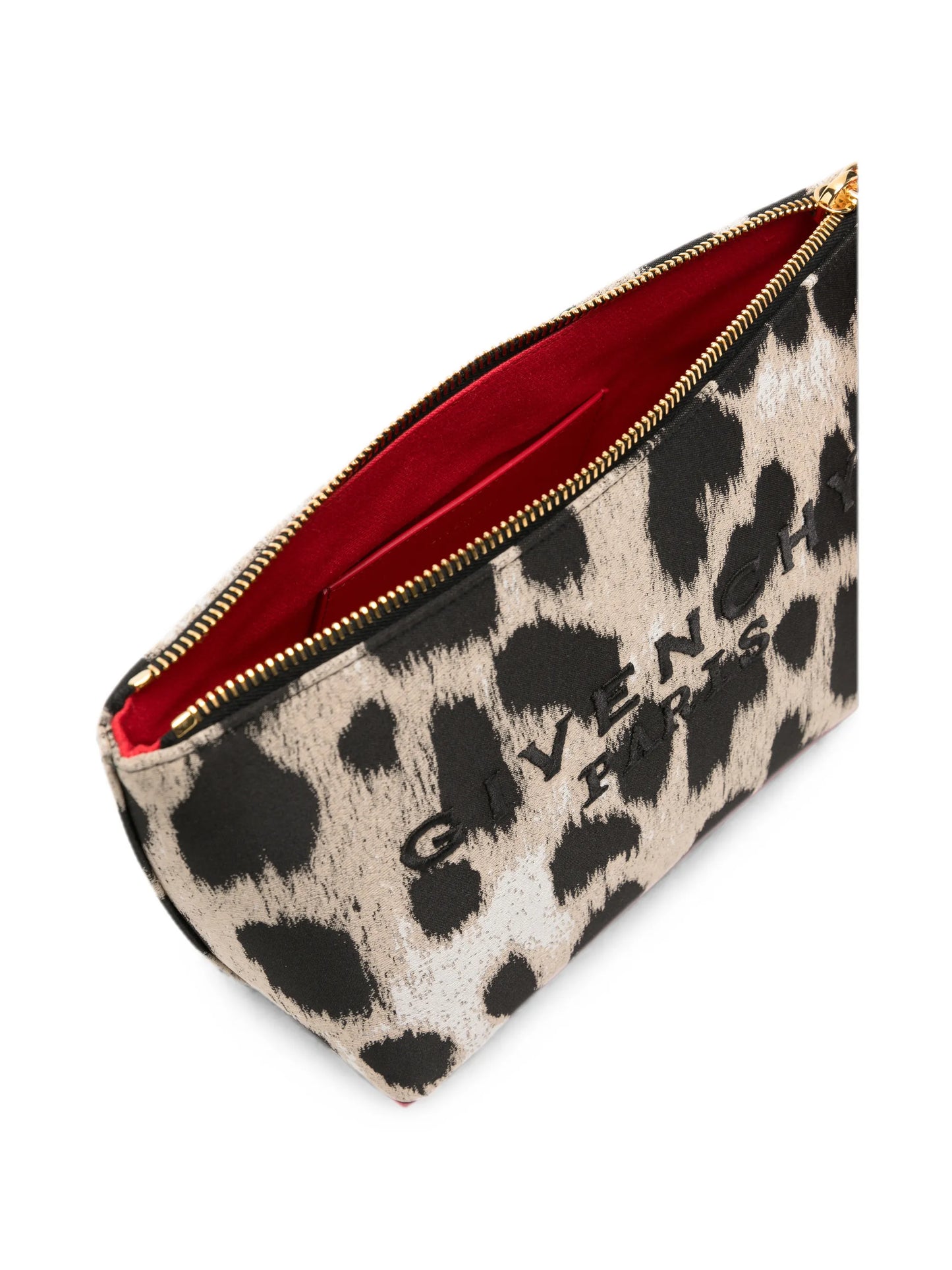 leopard-print logo-print clutch bag