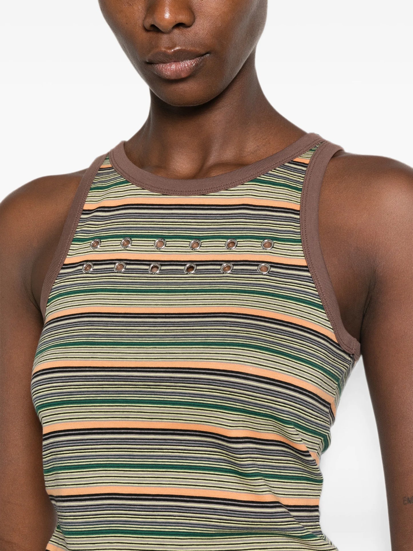 eyelet-embellished striped tank top