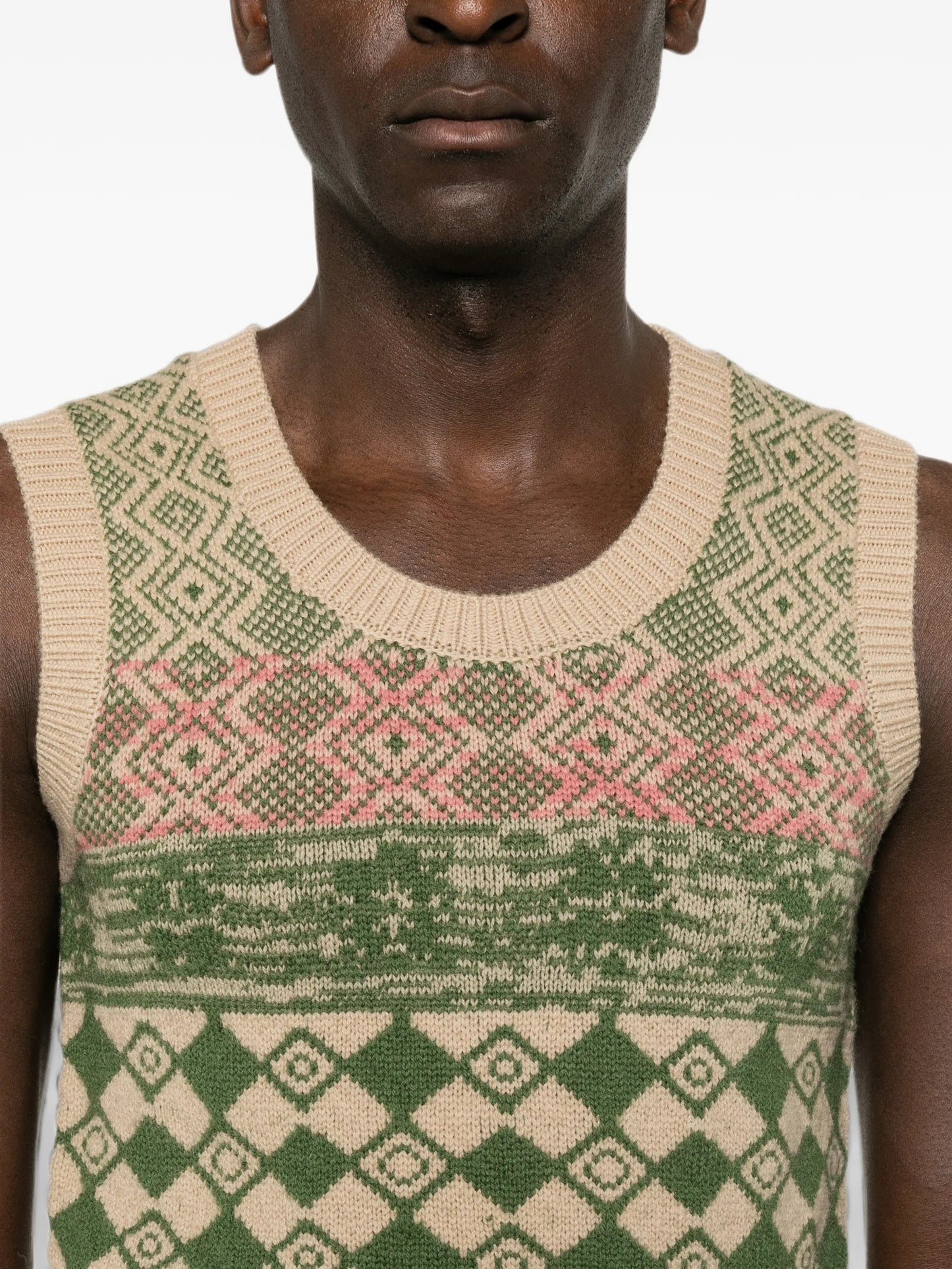 diamond-intarsia wool vest
