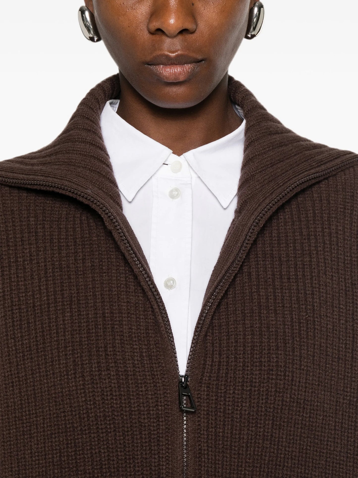 Veda ribbed-knit zip-fastening cardigan