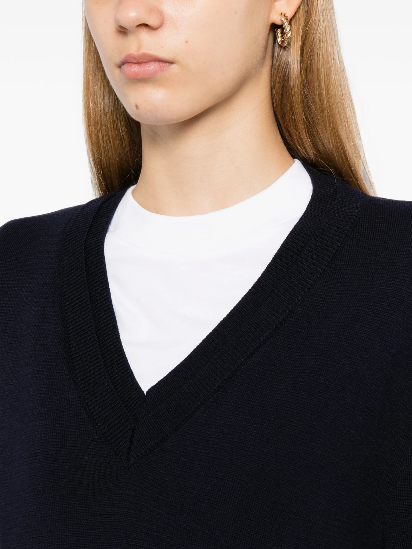 merino-wool V-neck sweater