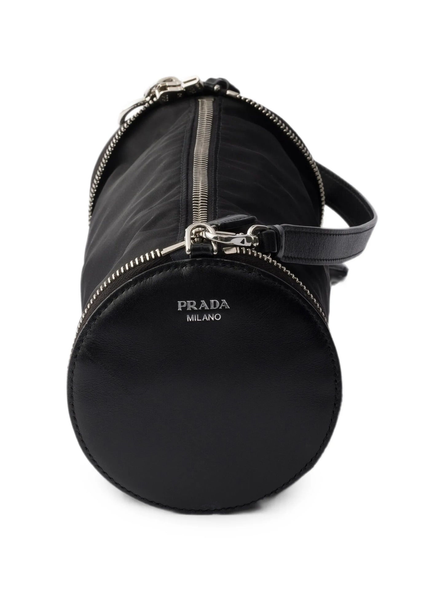 Re-Nylon and leather foldable mini-bag