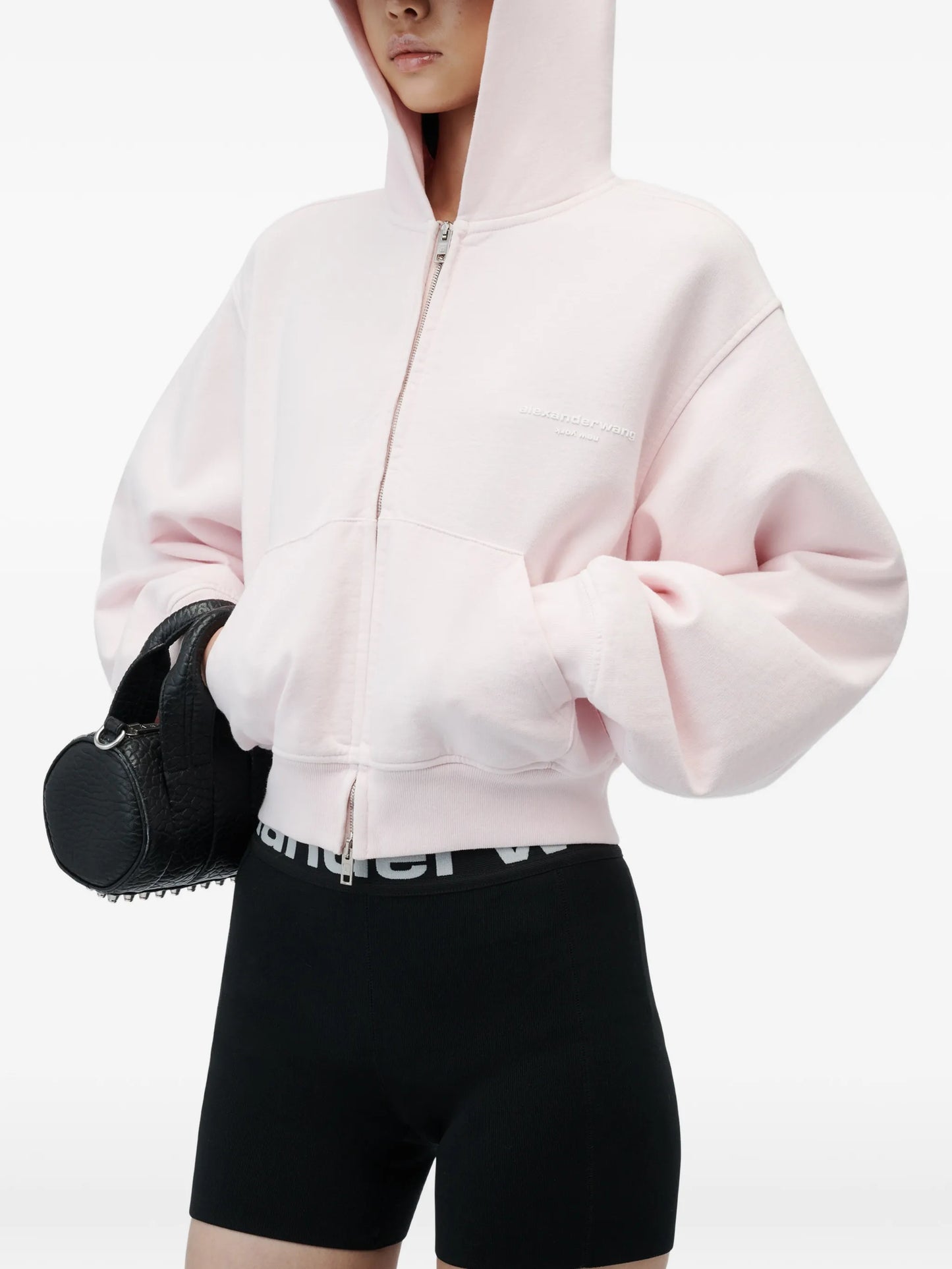 zip-up hoodie w/ logo print